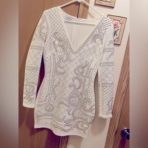 White studded dress from Bebe